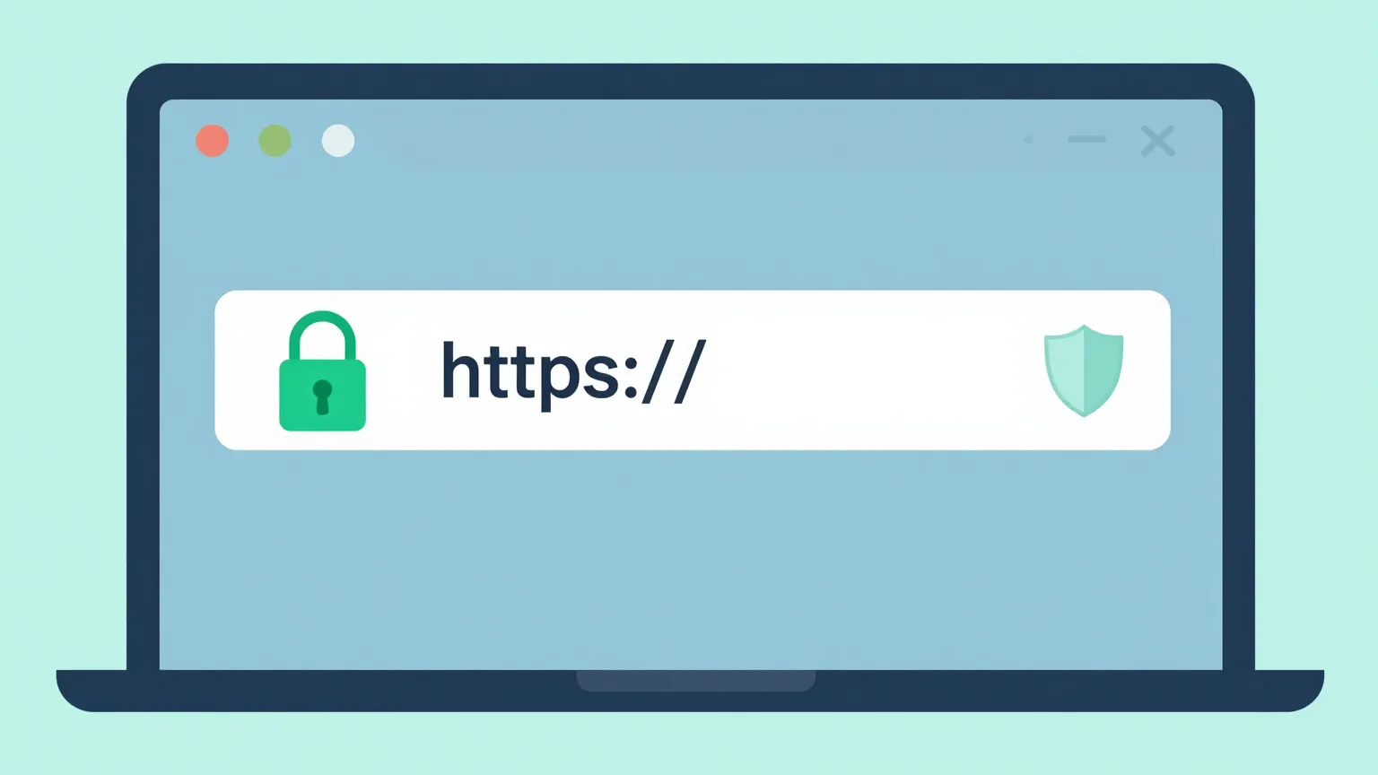 瀏覽器網址列顯示綠色鎖頭與 HTTPS 的 SSL 憑證安全示意圖