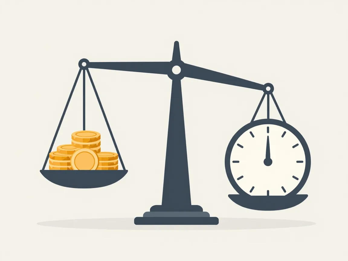 接案調價時機與話術:漲價不流失客戶的三種說法 2 單價與工時之間的取捨關係,示意插圖