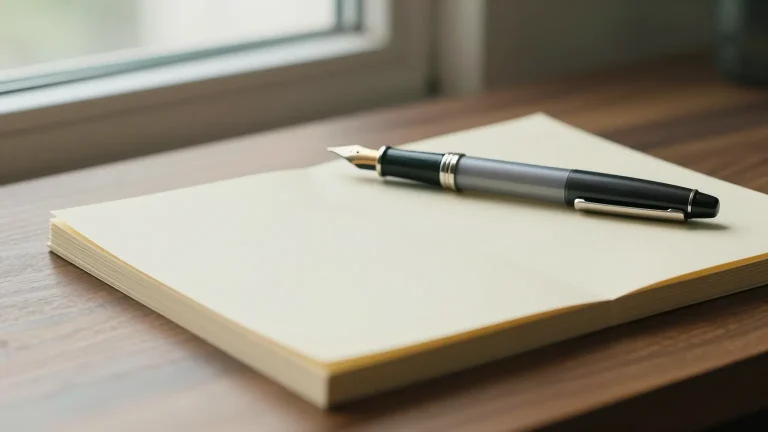 木質書桌上的鋼筆與空白紙張，象徵接案合約的簽署
